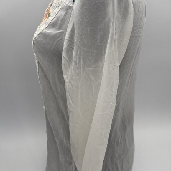 JOHNNY WAS Tunic Top Womens Small Embroidered Rayon Floral Sheer Bethanie - Picture 6 of 16